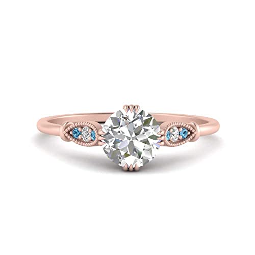 Image of Choose Your Gemstone Delicate Round Cathedral Engagement Ring Rose Gold Plated Round Shape Petite Engagement Rings Minimal Modern Design Birthday Gift Wedding Gift US Size 4 to 12