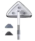 Dreieckiger Glaswischer, Teleskopstange, Fensterreinigungsbürste, Fensterreiniger, Haushaltswerkzeug(4 Cloths White 1m)