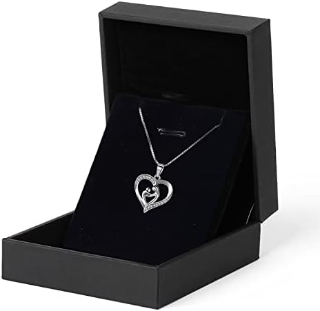 18K White Gold Necklaces for Women Love Heart Pendant with Swarovski Element Crystal Necklace Jewellery Gifts for Mum Her Wife Girlfriend Anniversary Birthday Mothers Day Christmas Valentines