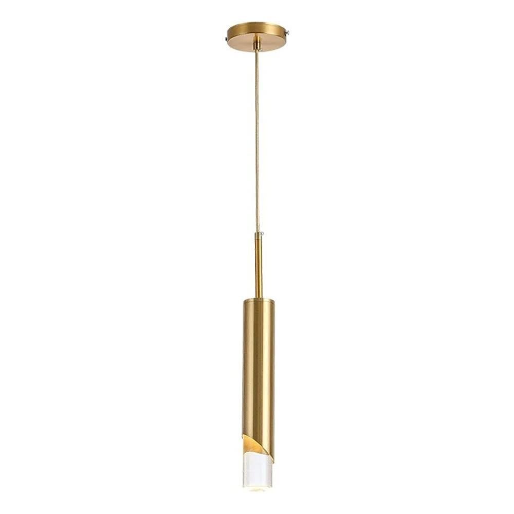 Lámpara colgante de latón con altura ajustable para evitar sombras en la cocina