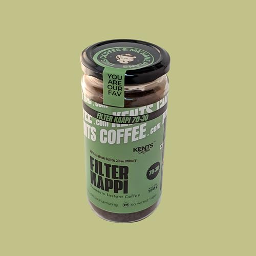 Image of Kents Coffee Instant Filter Coffee | 70-30 Authentic Blend (70% Coffee, 30% Chicory) | Medium Roast Bold Taste | No Added Sugar | No Flavouring| Makes Strong Hot Filter Coffee (100g)
