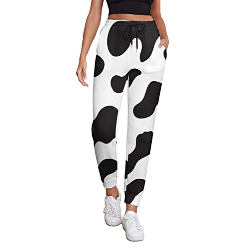 TAIZIYEAH Cow Print Black and White Color Matching Flare Dress for Women Summer Top