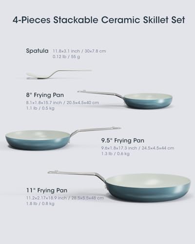 Image of Nonstick Frying Pans Skillets, 3 Pcs Ceramic Coating Pans Set