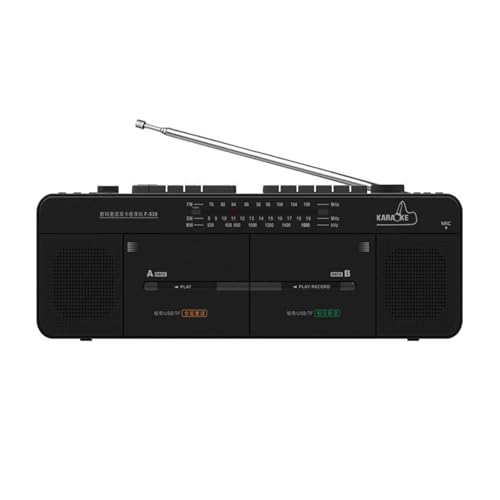 Lecteur double cassette avec radio FM/SW/AM - Lecture de carte MP3/USB/TF et enregistrement One-Touch pour transcription audio