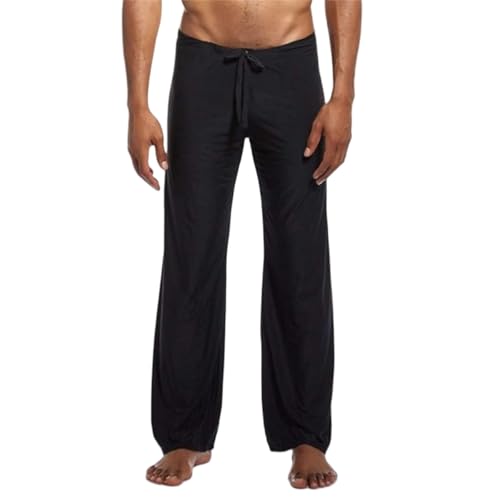 Pantalon de détente en soie glacée homme coupe droite ample