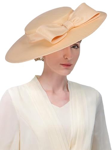 Sombrero de ala ancha para mujer con lazo elegante miniatura 1