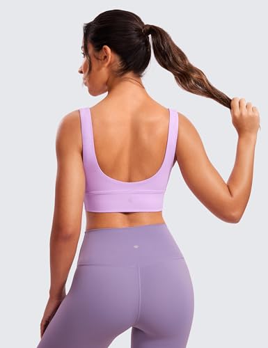 Image of CRZ YOGA Butterluxe V Neck Longline Sports Bra | Light Support, Removable Pads, Yoga, Extremely Soft, U Back, Wide Straps, for Women