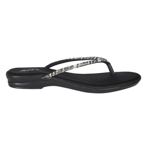Image of Feel it Women Casual One Toe Flats Sandal, Women's Flat Slip on Embellished Ethnic Sandals Slippers for Party & Wedding