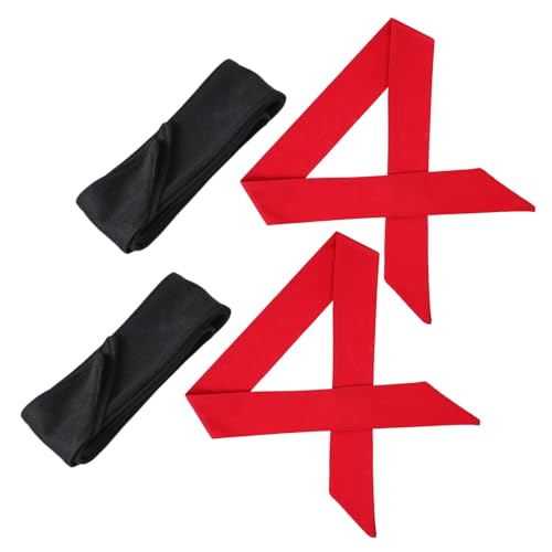 Diademas deportivas unisex pack de 4 bandas de pelo para sudor en rojo y negro