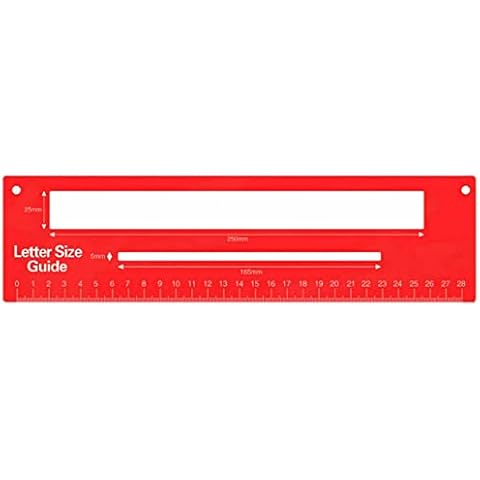 ebuyerfix Mail PiP Letter Size Guide Ruler, Letter & Parcel Size Pricing in Proportion Charge Guide with Ruler Portable and Durable(Red) Cover