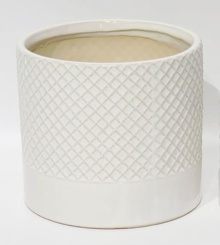 212 Main White with Criss Cross Pattern Planter