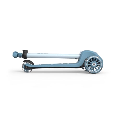 Scoot & Ride Highwaykick 3S Kinderroller ab 3 Jahren H&ouml;henverstellbar 2-Fach Lenkung LED-R&auml;der Zusammenklappbar Scooter f&uuml;r Kinder 96-130 cm (Steel)