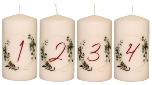 Adventskerzen im Glas mit Zahlen 14 INNA-GLAS Weihnachtskerzen CHRISTOPHORUS mit Zahlen Fotodruck, 4...