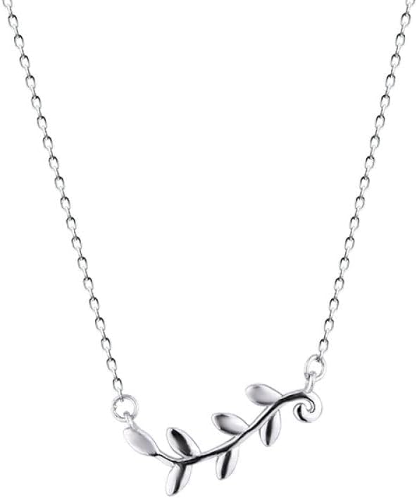 Collier en argent sterling S925 avec pendentif feuilles d'olivier délicat