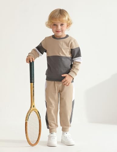 Image of Toddler Boy Clothes Long Sleeve Hoodie Sweatsuits Tops and Pants 2Pcs Boys Fall Winter Outfits Set