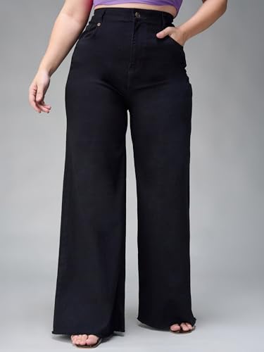 Image of Miss Chase A+ Women's Wide-Leg High Rise Regular-Length Stretchable Denim Jeans