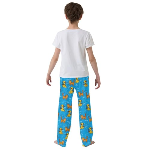Cat and Dog Footprint Boys Long Pants Soft Trousers Elastic Waist Kids Lounge Bottoms with Pockets S-XL3