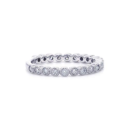 14K White Gold Lab-Created Diamond Wedding Band Ring Bezel (1/2 Cttw, F-G Color, Vs-Si Clarity) Size 6 #TOP1