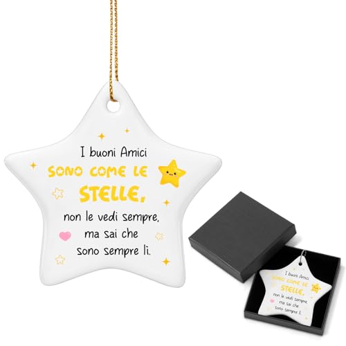 Jetec Estrella de Amistad Colgantes de Cerámica con Caja de Regalo Adorno Colgante Recuerdo Decoración de Agradecimiento para Mejor Amiga Familia Compañeros de Trabajo Hermana Navidad Cumpleaño