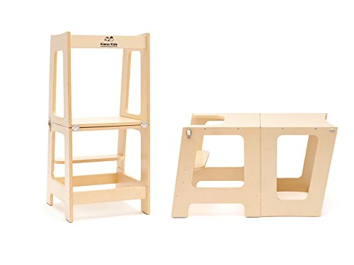Learning Toddler Desk & Toddler Tower - Foldable 2 In 1 Kitchen Stool & Desk For Toddlers. Convenient Toddler Standing Tower, Converts Into A Toddler Table / Desk For Toddler (Natural Wood) #TOP3