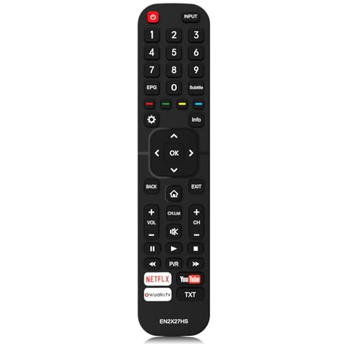MYHGRC Ersatz Fernbedienung EN2X27HS für Fernbedienung Hisense Smart TV LCD-LED UHD 43K300UWTS 49K300UWTS 65K5500UWTS H32M2600 H40M3300 H50N5300 HE49M2161FWTS0100 HE75K700U H43M3000UK 65M7000
