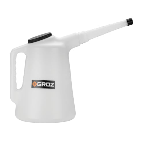 Image of Groz Plastic Measure 3 Litres with Flexible Spout | High Density Construction | Easy Measuring and Transfering | Funnel for Petrol, Diesel, Fluid Transfer | MSR /P /F-3