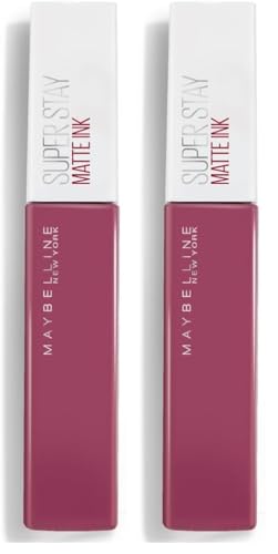 Maybelline New York, SuperStay Matte Ink, Pintalabios Mate de Larga Duración, Tono 15 - Lover, Malva (Paquete de 2)