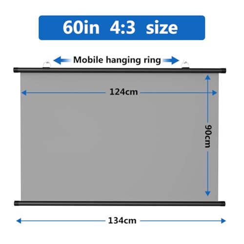 Pantalla de proyección portátil de 60/72 pulgadas HD 4K, enrollable manual 16:9/4:3 para cine en casa y presentaciones miniatura 4