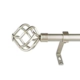 Window Curtain Rod, Window Treatment Rod Set, 28 to 48 Inch Decorative Curtain Rod With Twisted Cage Finials, Apply to Bathroom Kitchen Bedroom Window, Champagne