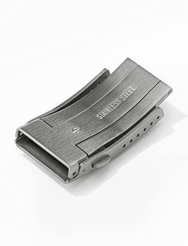 watchdives Watch Buckle 18mm Stainless Steel Watchband Clasp Silver Fold Safety Milled Clasp Replacement