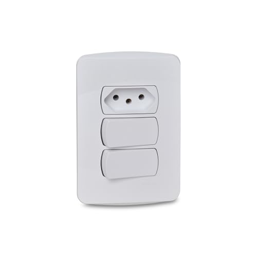 Conjunto 2 Interruptores Simples + 1 Tomada 2P+T 10A 250V Miluz S3B69050, Schneider Electric, Branco