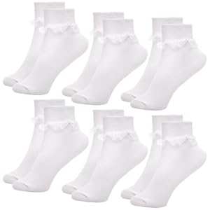 A2Z 4 Kids Girls Socks 6 Pack Frill...