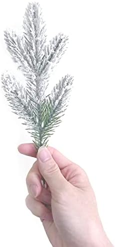 20 Pcs Snowy Artificial Pine Needles Branches Twigs 24cm Fake Frosted Pine Picks Greenery Stems Christmas Pine Tree Pick Winter Faux Fir Pine Sprays Twig for Crafts Wreaths Garlands Flower Arrangement