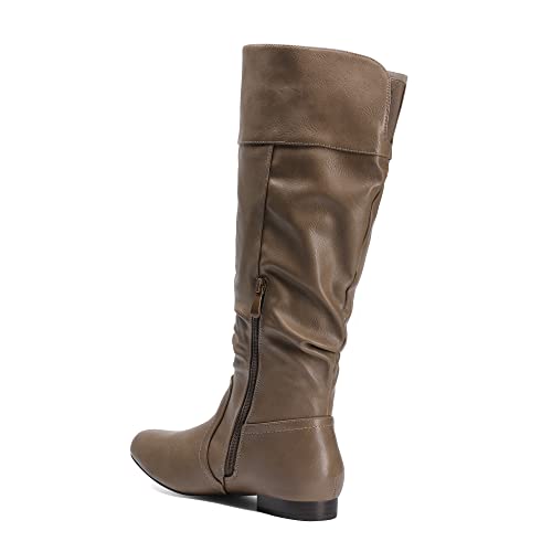 DREAM PAIRS DREAM PAIRS Women's Wide Calf Knee High Pull On Fall Weather Winter Boots,Size 8.5,Wide/Calf/Khaki,BLVD-W