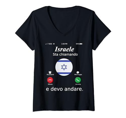 Donna Israele Sta Chiamando E Devo Andare Israele shirt Maglietta con Collo a V