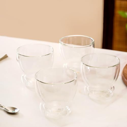 Image of Nestasia Set of 2 Double Wall Glass Tumblers (325ml) | Sleek, Curvy Design for Iced Drinks, Lattes & Cocktails | Microwave & Dishwasher Safe, Hand-Blown, Food-Safe, Lead-Free