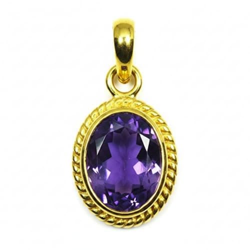 Bague ovale en améthyste naturelle plaqué or fin 18 carats pour femme