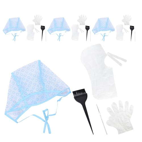 OUNONA 4juegos Gorros para Mechas con Ganchos Kit para Teñir el Cabello Incluye Cepillo Guantes y Herramientas para Mechas Cabello