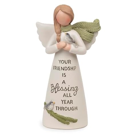 Blossom Bucket Angel with Your Friendship is a Blessing All Year Through Sentiment, 4 inches Tall Cover