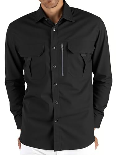 Men's Long Sleeve Tactical Shirts Military Work Fishing Shirts Button Down Breathable Outdoor Hiking Shirt4