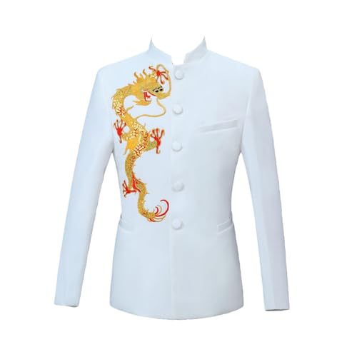 Veste costume style chinois homme col montant pour masquer les imperfections