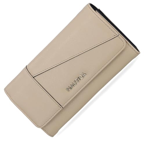 Image of Nautica Money Manager RFID Slim and Small Wallet for Women - Credit Card Holder with Coin Purse and Zipper Wallet, Women's Clutch Organizer, Taupe, One Size