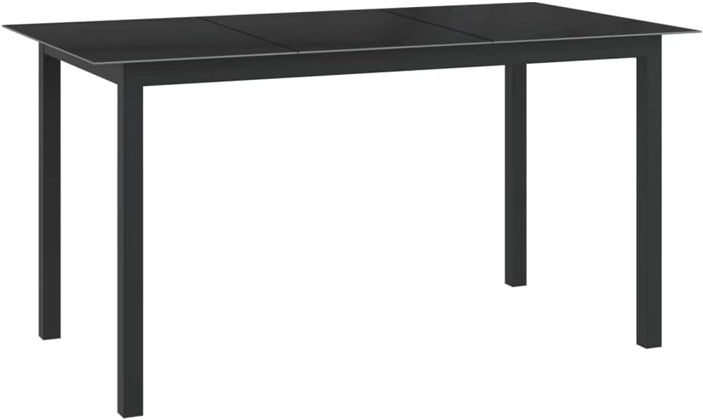 Patio Table,Outdoor Dining Table,Outdoor Bar Table,Balcony Desk,Backyard Table,Patio Bistro Table, Black 59.1"x35.4"x29.1" Aluminum and Glass