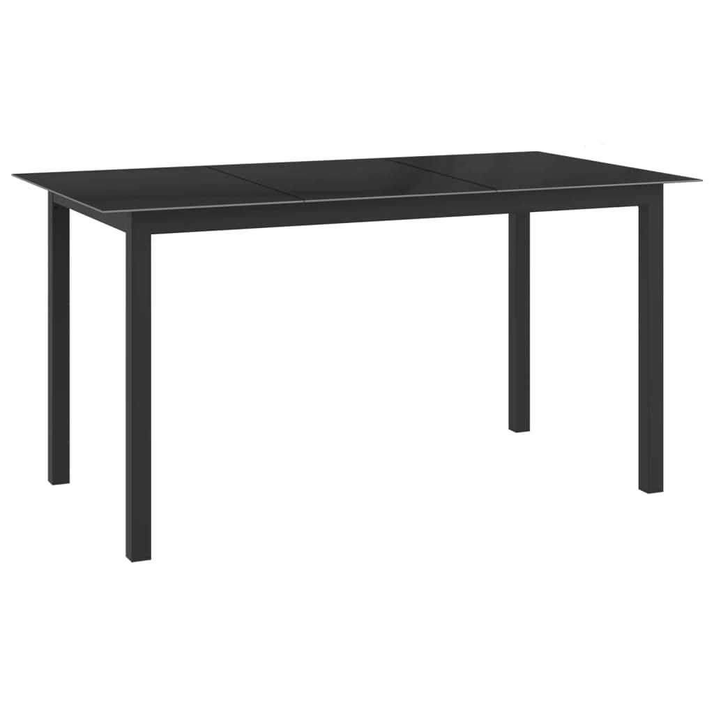 Genérico - Mesa de jardín (150 x 90 x 74 cm), color negro | Marco de aluminio resistente, bandeja de cristal fácil de limpiar, ideal para balcón o patio