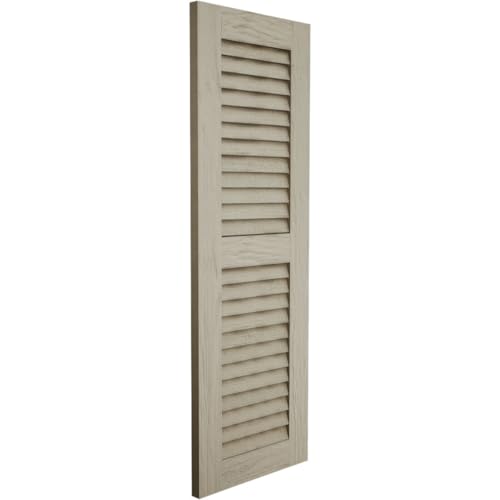 Ekena Millwork 12"W x 54"H Rustic Two Equal Louver Rough Sawn Faux Wood Shutters (Per Pair), Primed Tan by Ekena Millwork - Image 6
