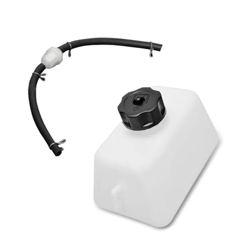 Ypoyney Fuel Petrol Tank, Mini Bike Fuel Petrol Tank, Plastic Fuel Canister with Oil Filter + 2 Pipes + 4 Clamps, Oil Barrel Accessories for 2 Stroke 43cc 45cc 47cc 49cc Quad Dirt Atv Scooter (White)