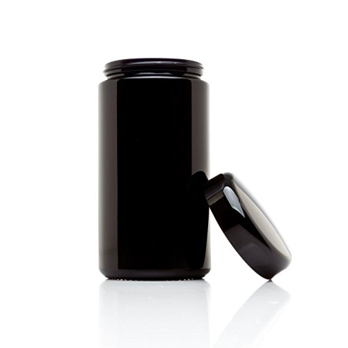 Infinity Jars 500 Ml (17 Fl Oz) Tall Large Black Ultraviolet Glass Wide Mouth Screw Top Jar (1) #TOP1