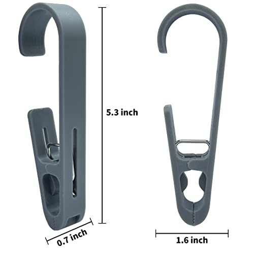 Niuzi-Cao 4 Pack Big Clothespins Hook Sock Clip Laundry Clothes Pins Clips With Springs, Strong Plastic Clothes Drying Line Pegs For Clothes Quilt Blanket Home Kitchen Outdoor Trip... (Grey) #TOP5