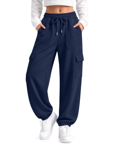 Mumucove Girls' Cargo Baggy Joggers 5-14 Years 13-14Y Navy Blue