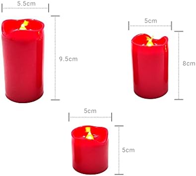 schone Warm White Led Candle Lights Indoors Only Pack of 3 Flickering Flameless Candles The Spirit of Xmas (Red)